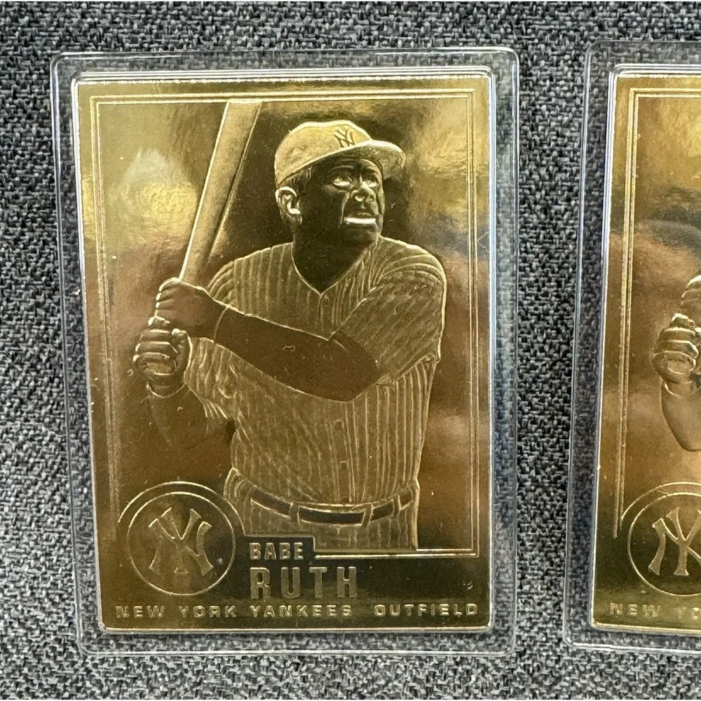 Two 1996 CMG Worldwide Babe Ruth 22K Gold Plated Collectible Trading Cards NY